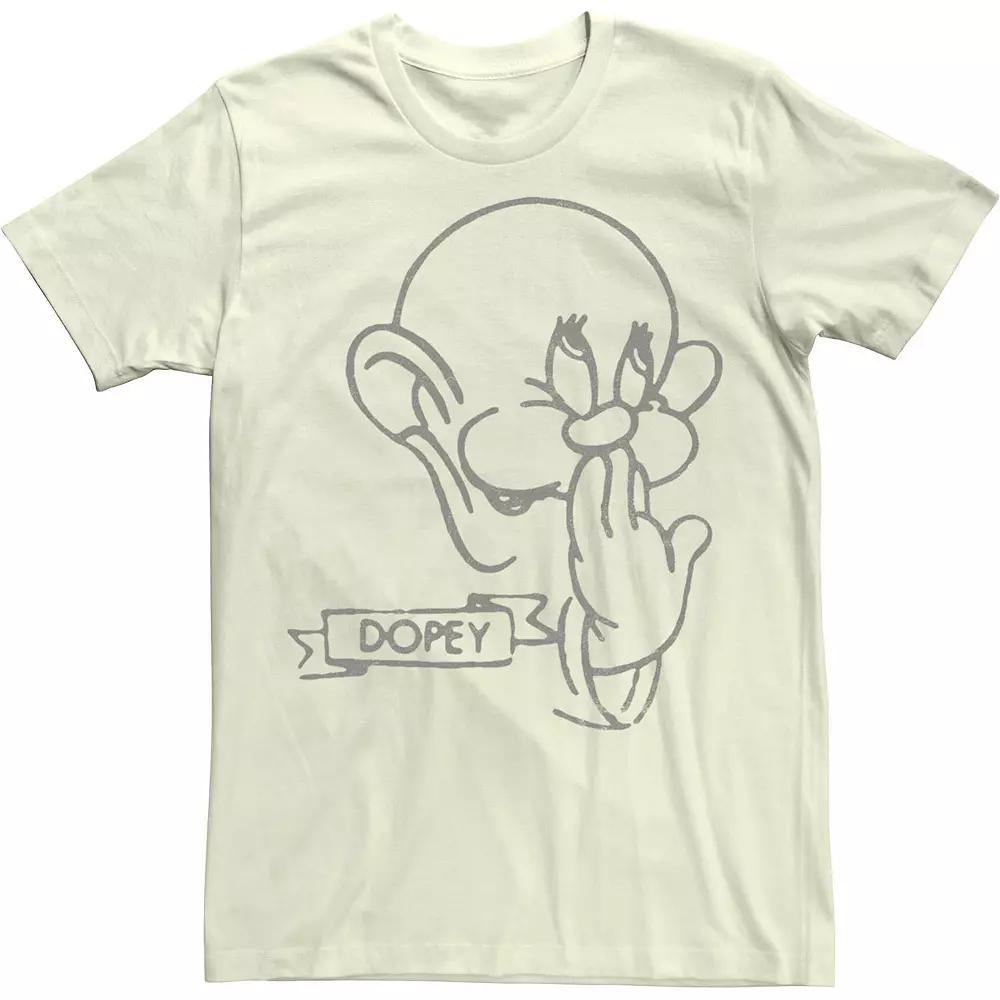 Disney's Snow White Dopey Line Art Big Face Men's Tee, Size: 3XL, Natural Product Image