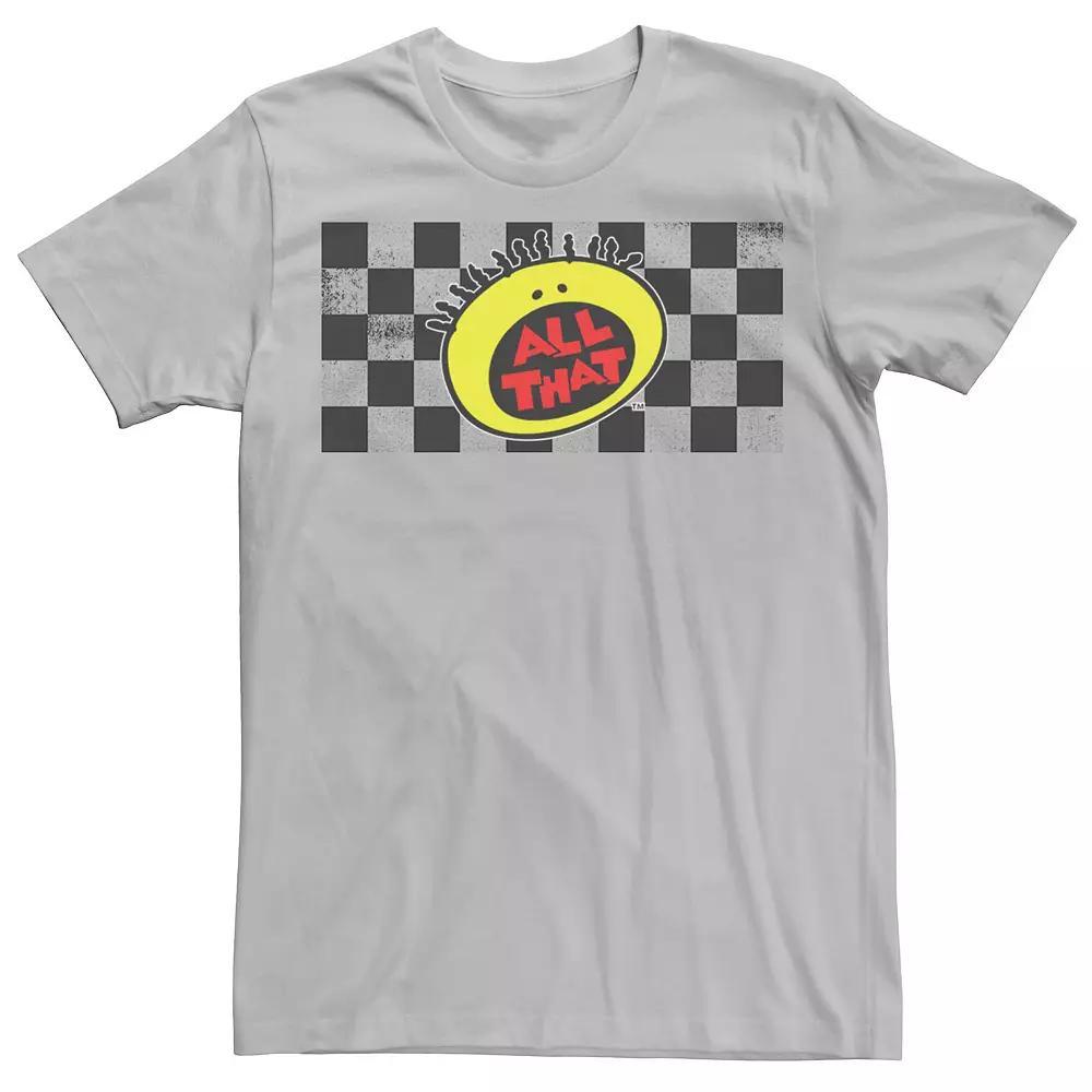 Men's Nickelodeon All That Classic Checkered Logo Tee, Size: Large, Silver Product Image