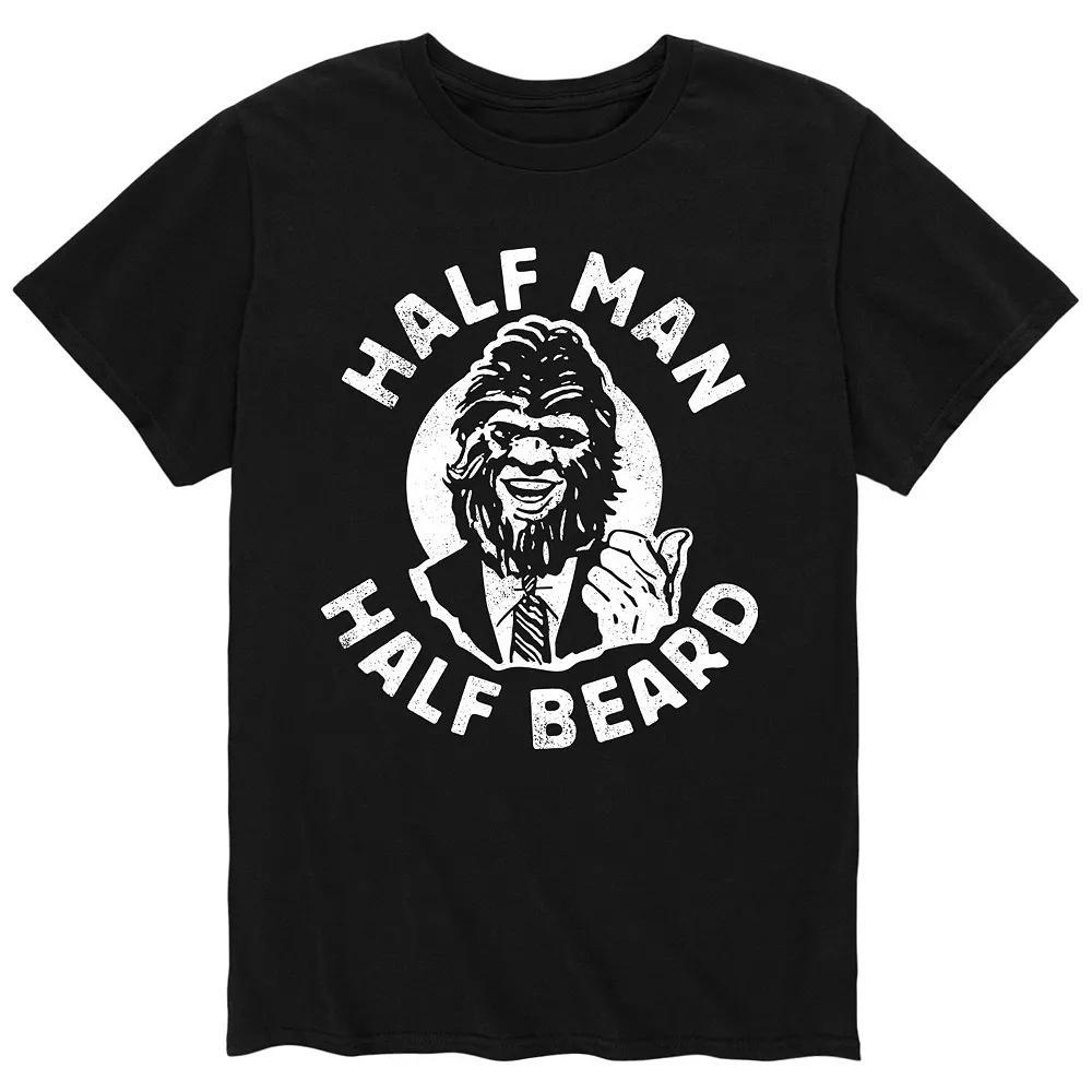 Men's Half Man Half Beard Tee, Size: XL, Black Product Image