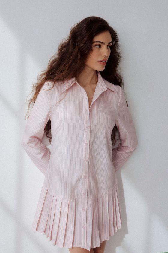 Exquisite Poise Light Pink Striped Collared Mini Dress Product Image