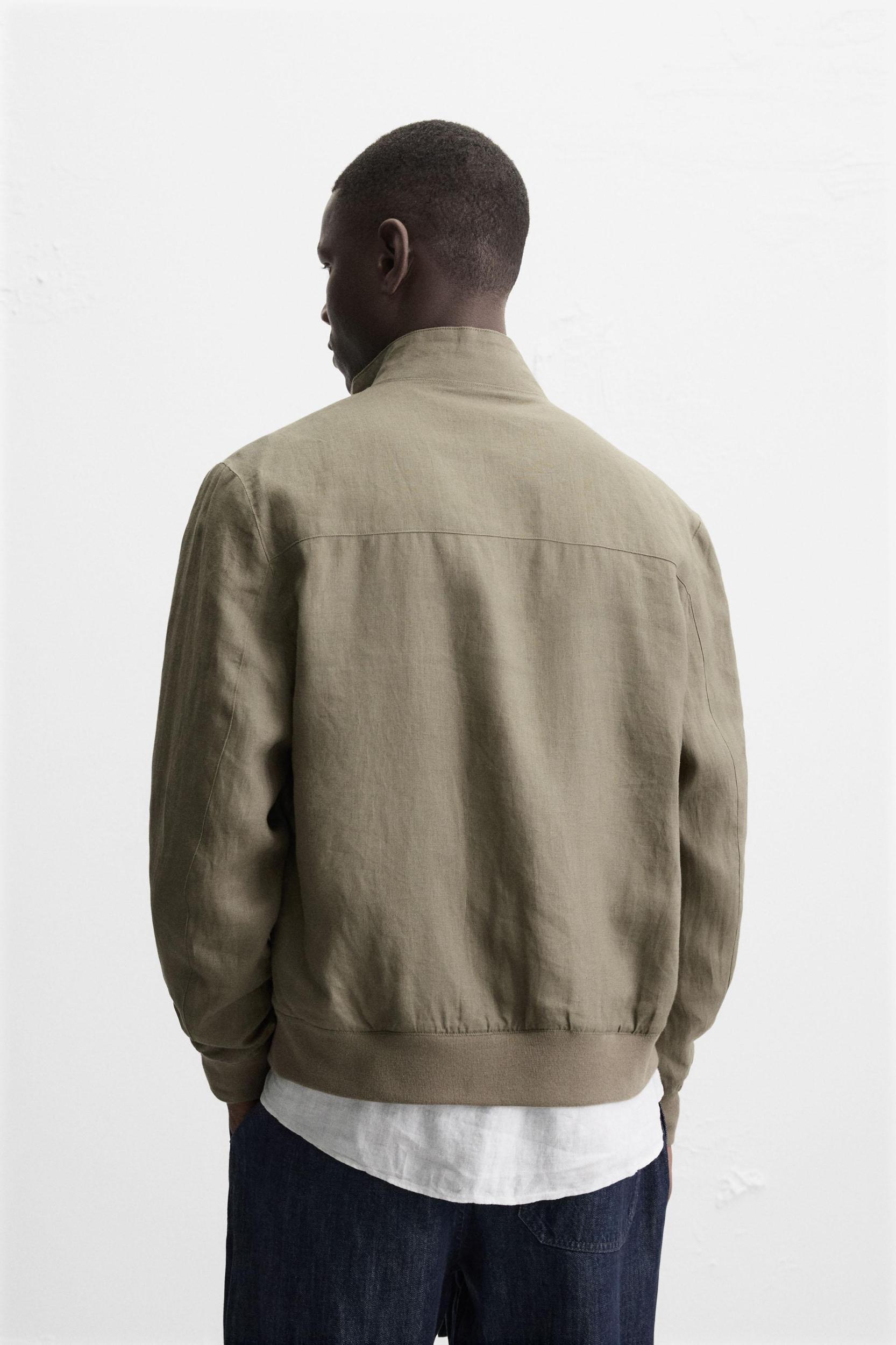 100% LINEN BOMBER JACKET Product Image