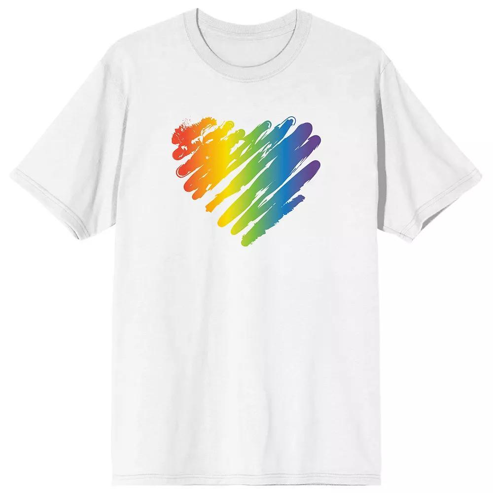 Men's Pride Rainbow Heart Tee, Size: XL, White Product Image