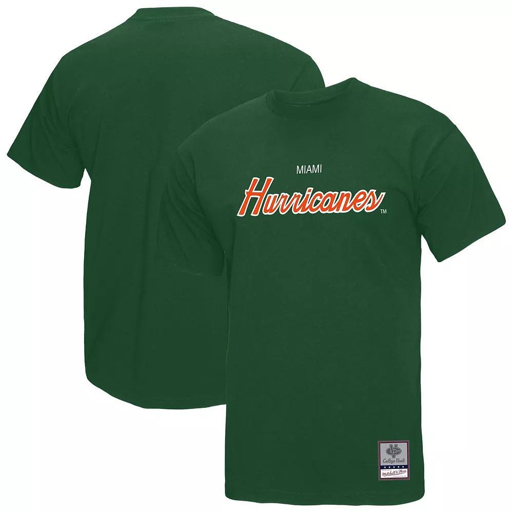 Men's Mitchell & Ness Green Miami Hurricanes Elite Script T-Shirt,  Product Image