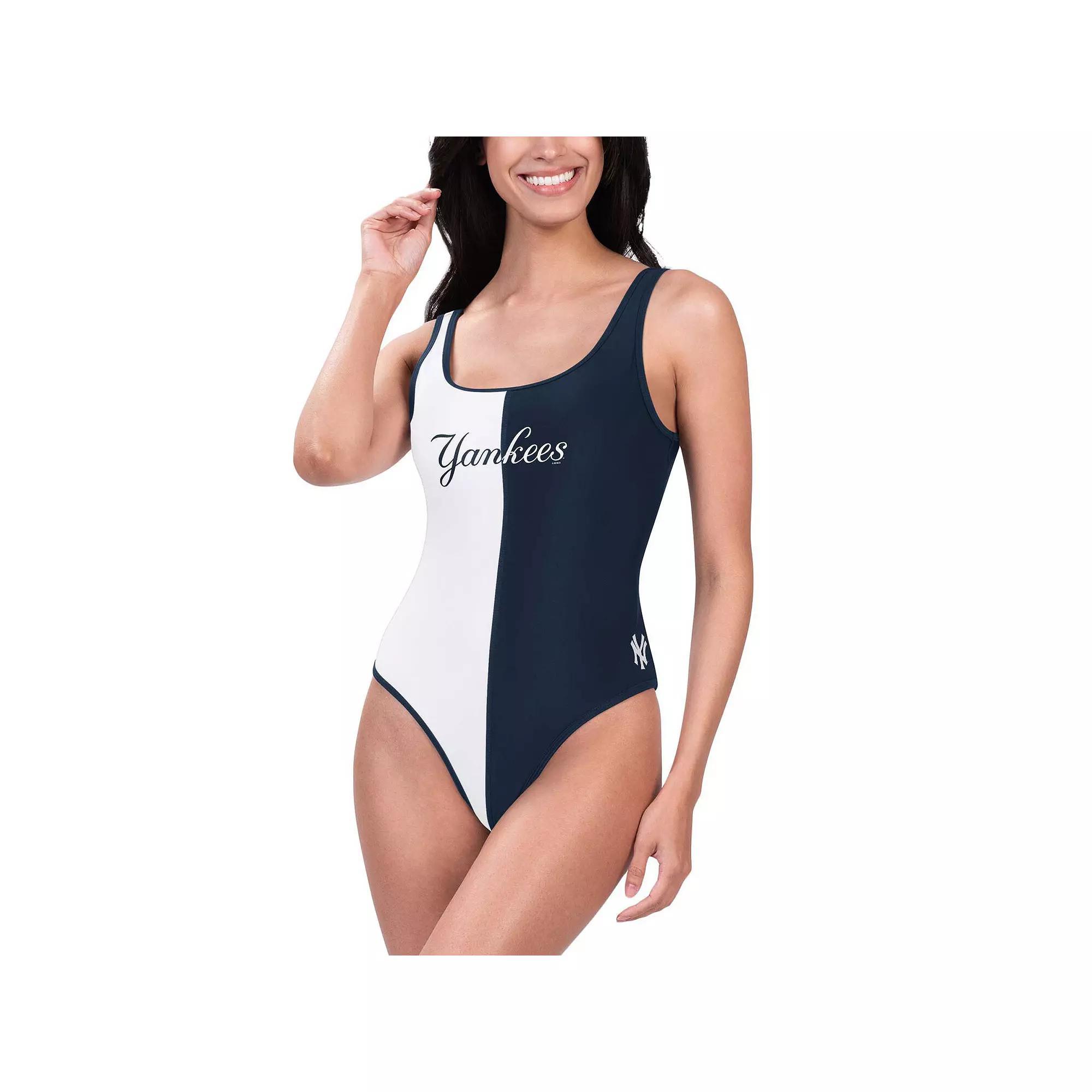 Women's G-III 4Her by Carl Banks Navy/White New York Yankees Last Stand One-Piece Swimsuit, Size: Medium, Blue Product Image