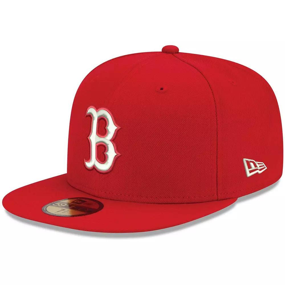 Men's New Era Red Boston Red Sox Logo White 59FIFTY Fitted Hat,  Product Image