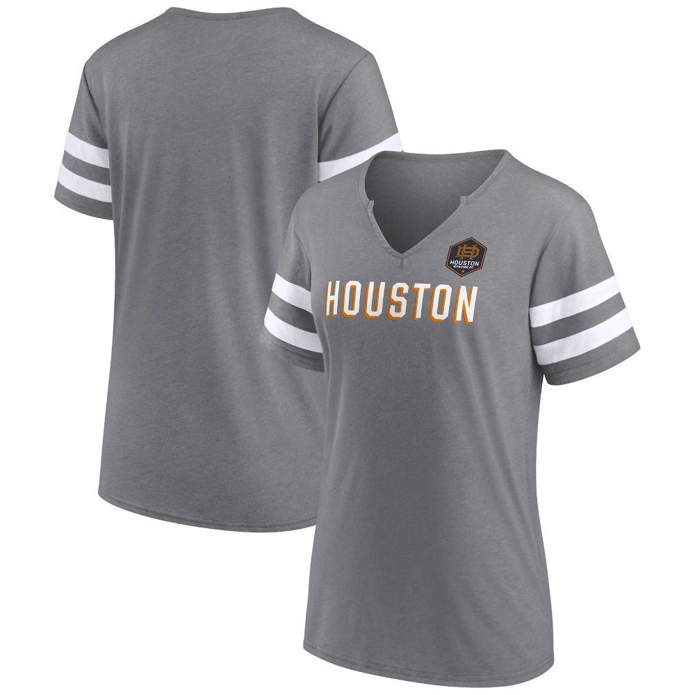MLS Houston Dynamo Women's Gray Split T-Shirt : V Neck, Tagless Product Image