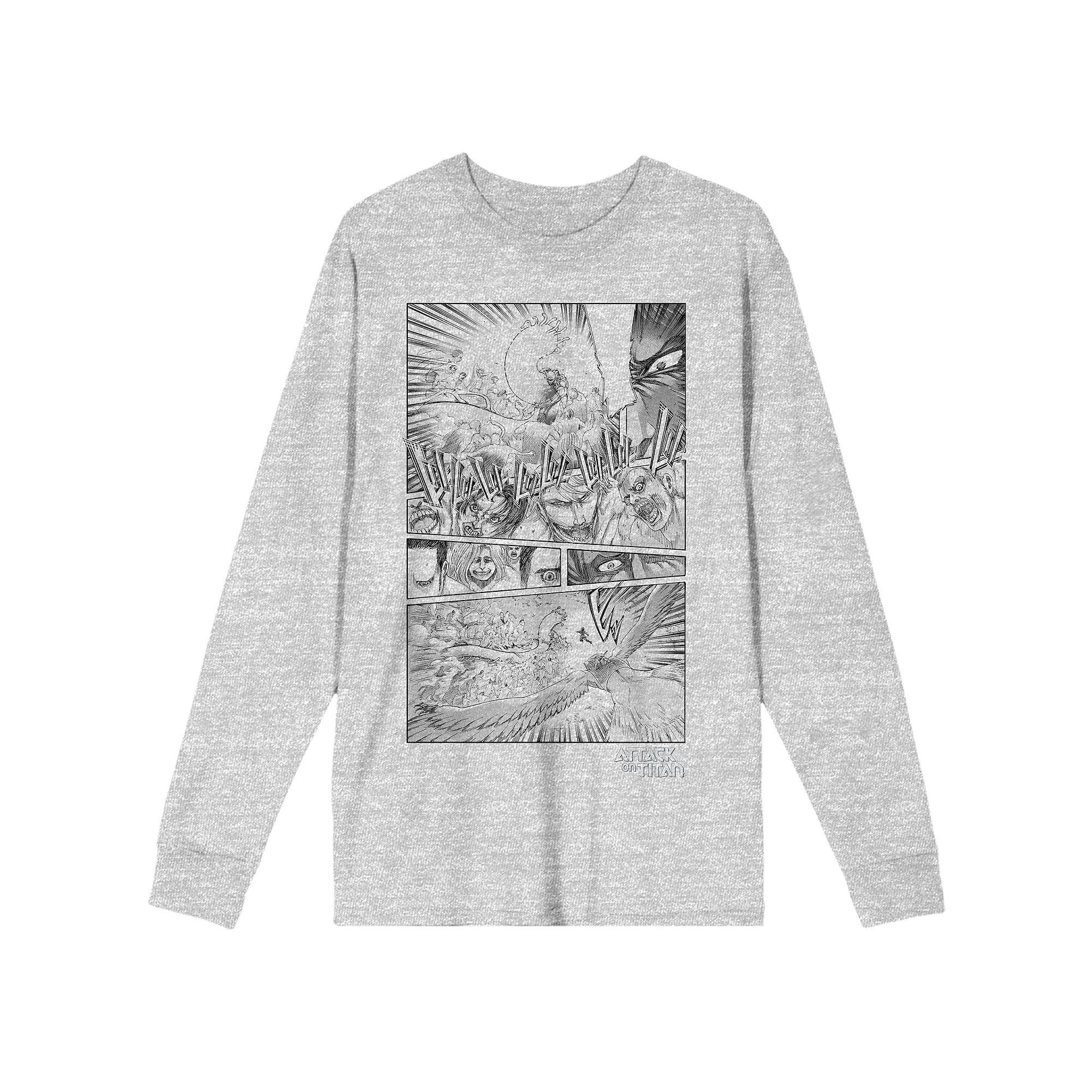 Men's Attack On Titan Art Drawing Long Sleeve Tee,  Product Image