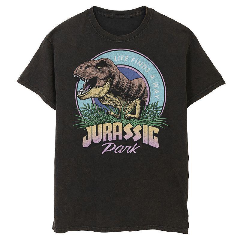 Mens Jurassic Park Life Finds A Way Vibrant Graphic Tee Red Grey Product Image