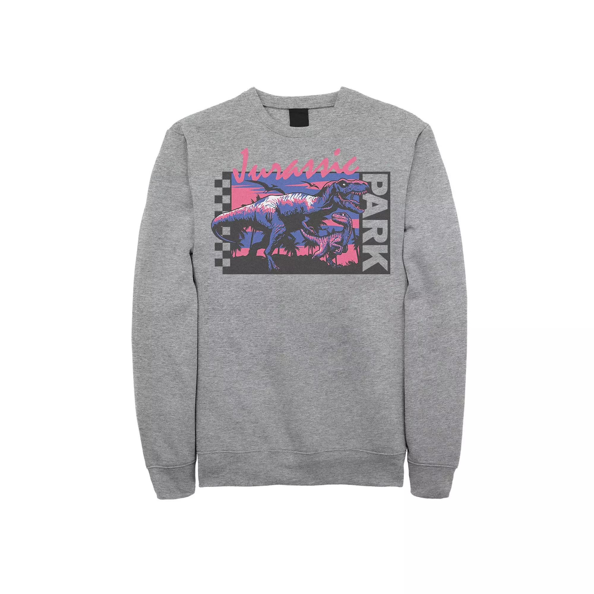 Men's Jurassic Park Checkerboard T-Rex Panel Sweatshirt,  Product Image