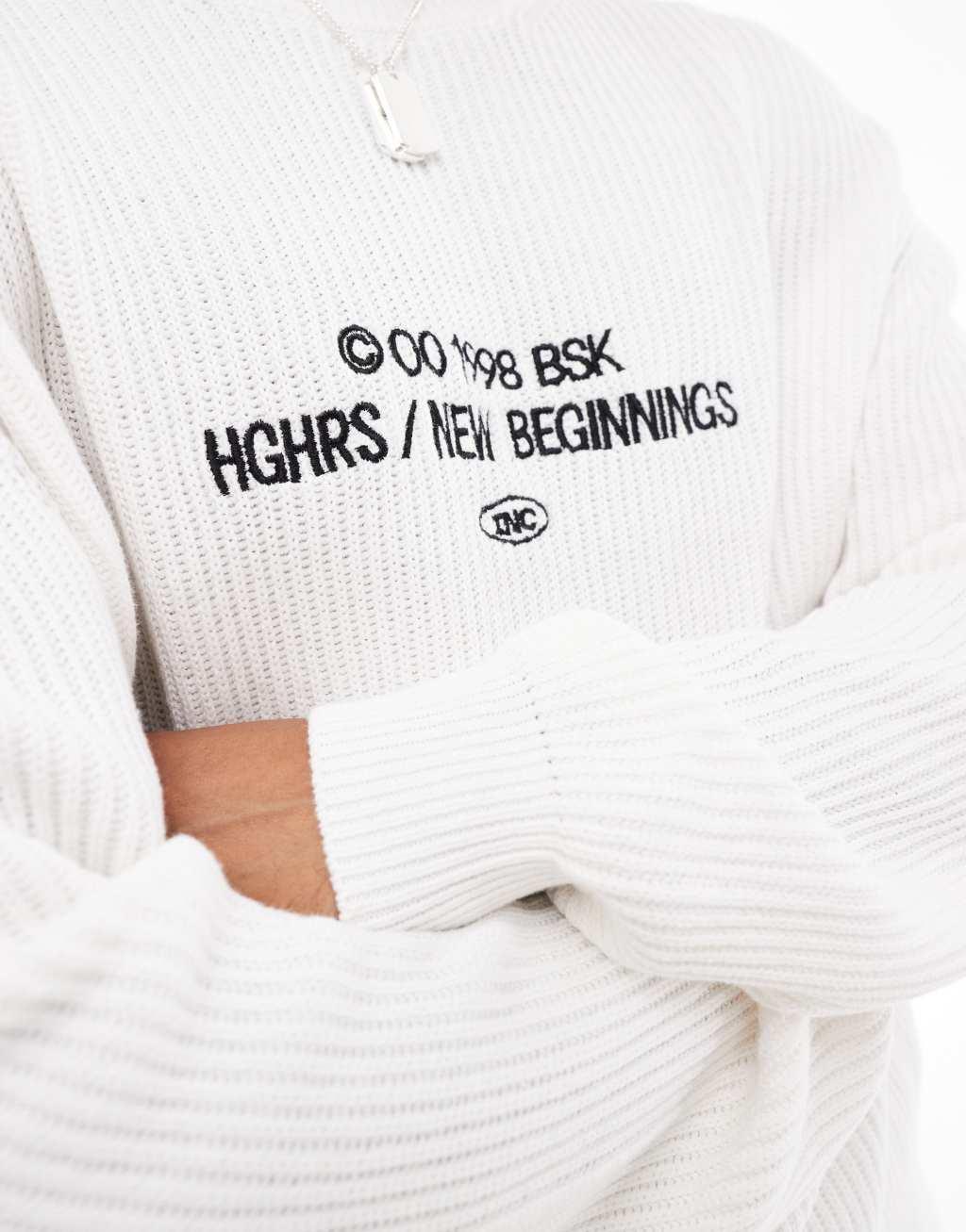 Bershka HGHRS sweatshirt in white Product Image