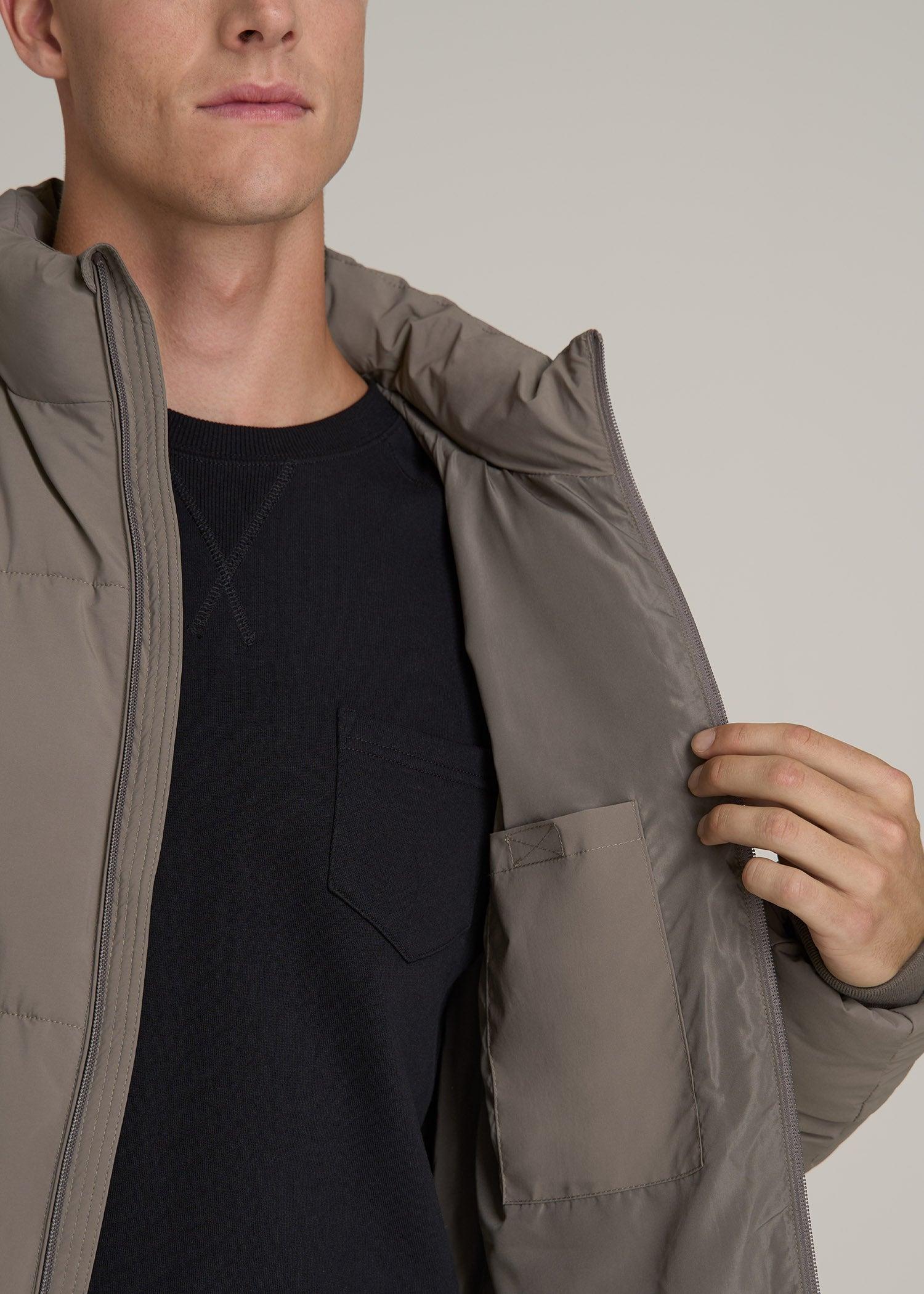 Stand Collar Puffer Coat Jacket for Tall Men in Portobello Product Image