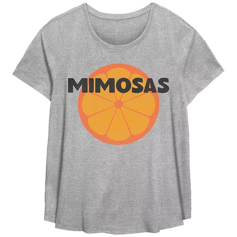 Plus Size Mimosas Scoop Hem Flow Graphic Tee, Women's, Size: 0X, Grey Gray Product Image