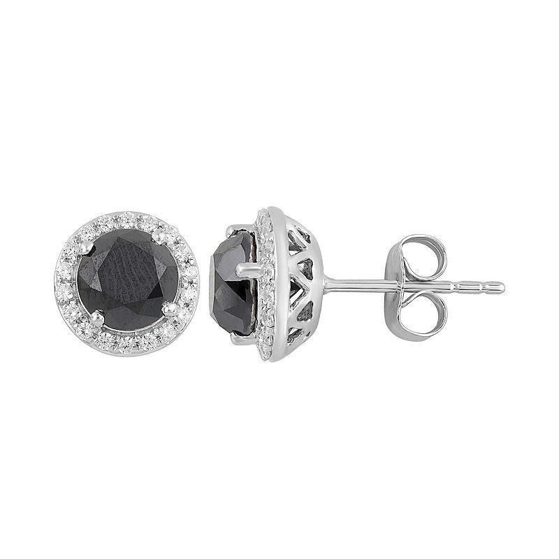 10k White Gold Black & White Diamond Stud Earrings, Women's, 4 Cttw Product Image