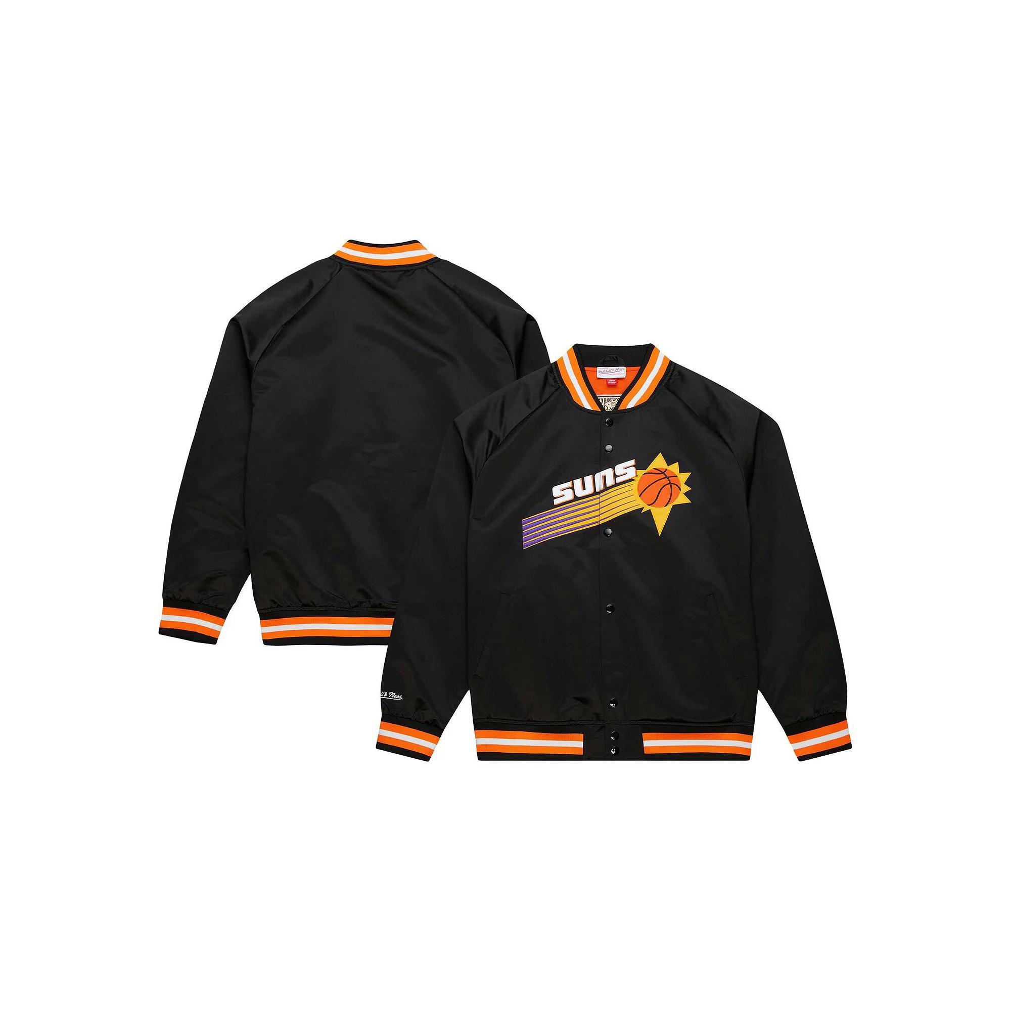 Men's Mitchell & Ness Black Phoenix Suns Hardwood Classics  Throwback Wordmark Raglan Full-Snap Jacket, Size: 3XL, Phx Black Product Image