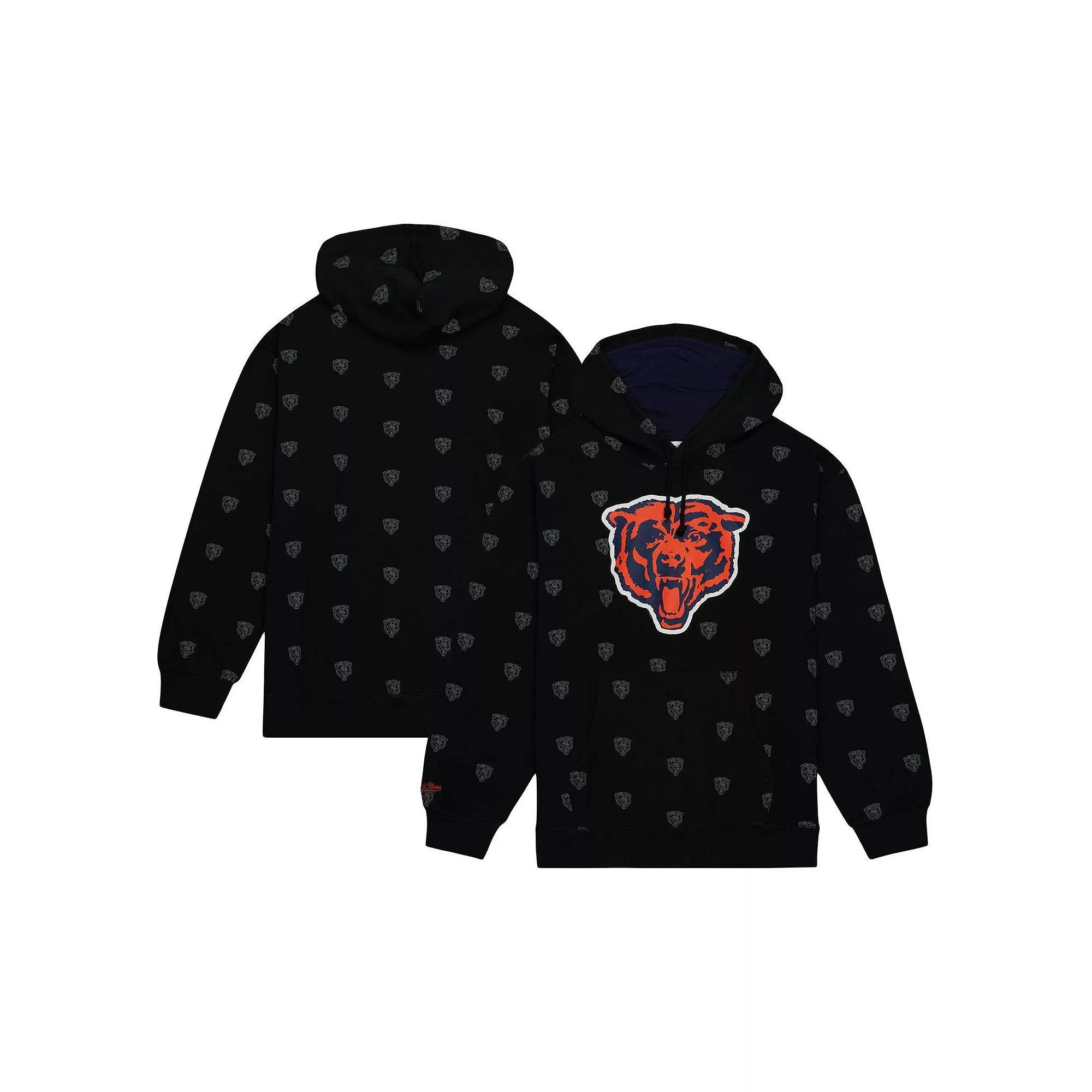 Men's Mitchell & Ness Black Chicago Bears Allover Print Fleece Pullover Hoodie, Size: Large Product Image
