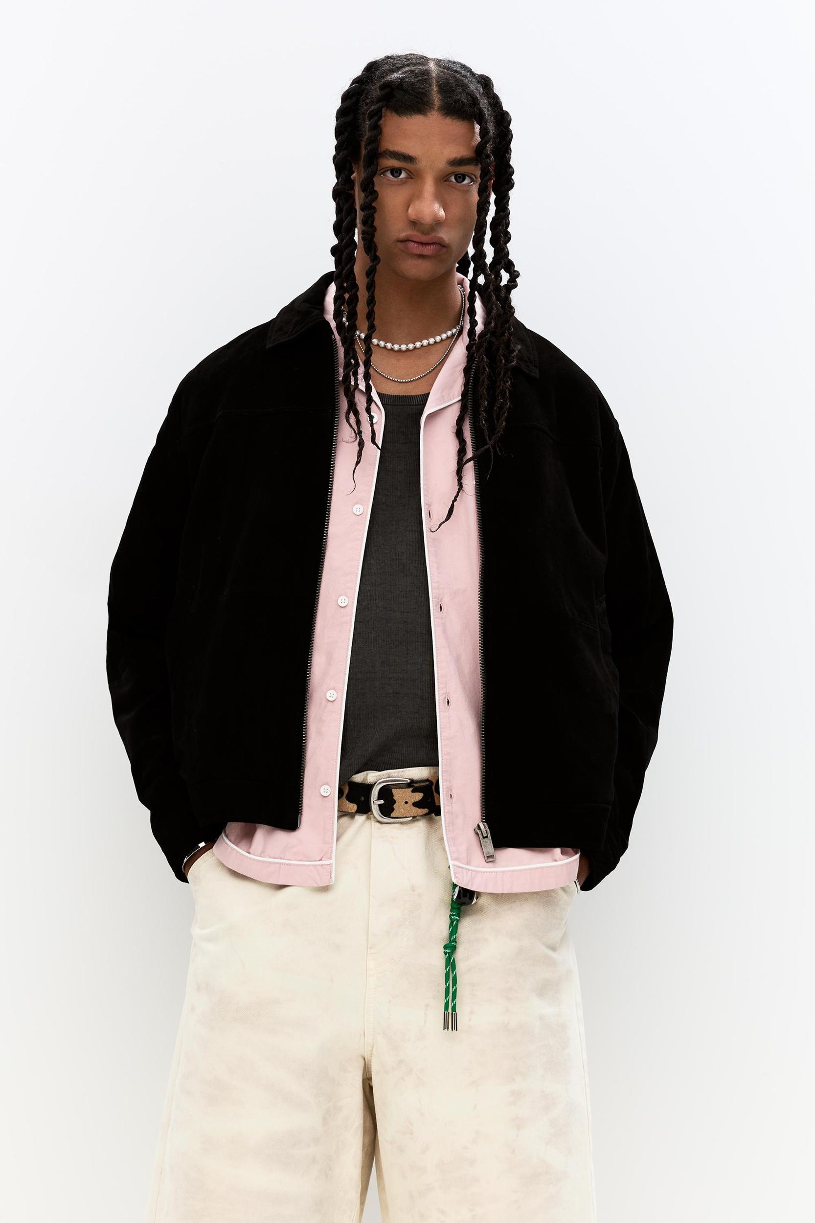 Black faux suede jacket Product Image