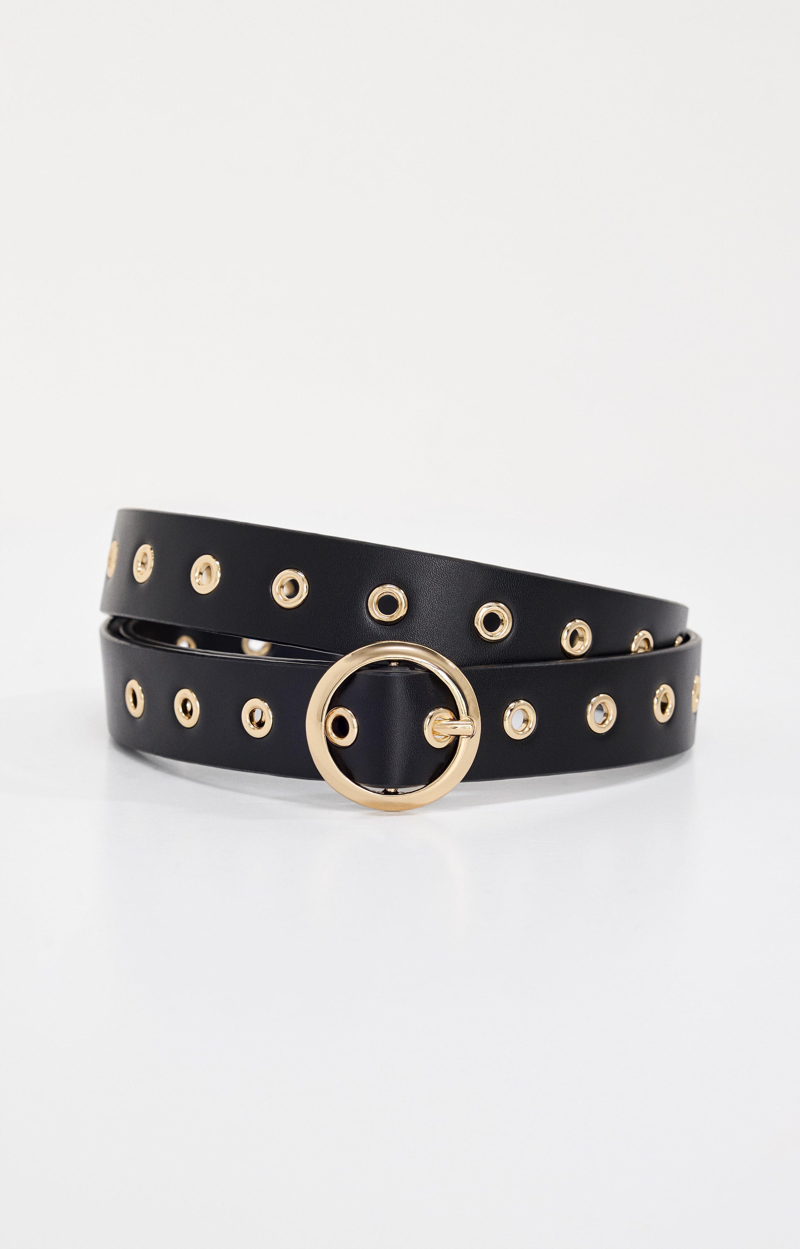 SKINNY EYELET BELT | BLACK001 Product Image