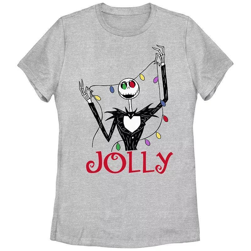 Disney's The Nightmare Before Christmas Jack Skellington Jolly Christmas Lights Juniors' Graphic Tee, Girl's,  Product Image