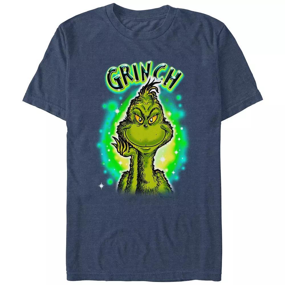 Men's Dr. Seuss Grinch Airbrush Background Graphic Tee,  Product Image