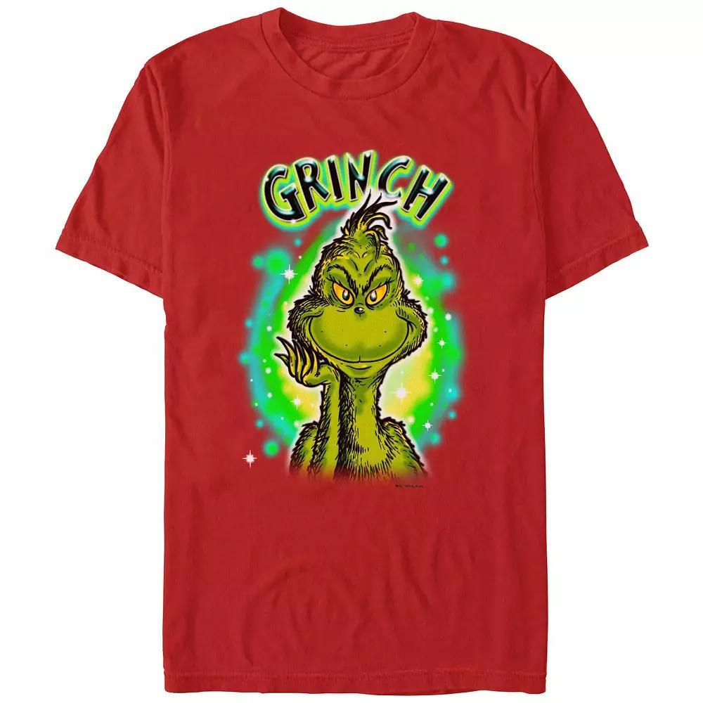 Men's Dr. Seuss Grinch Airbrush Background Graphic Tee,  Product Image