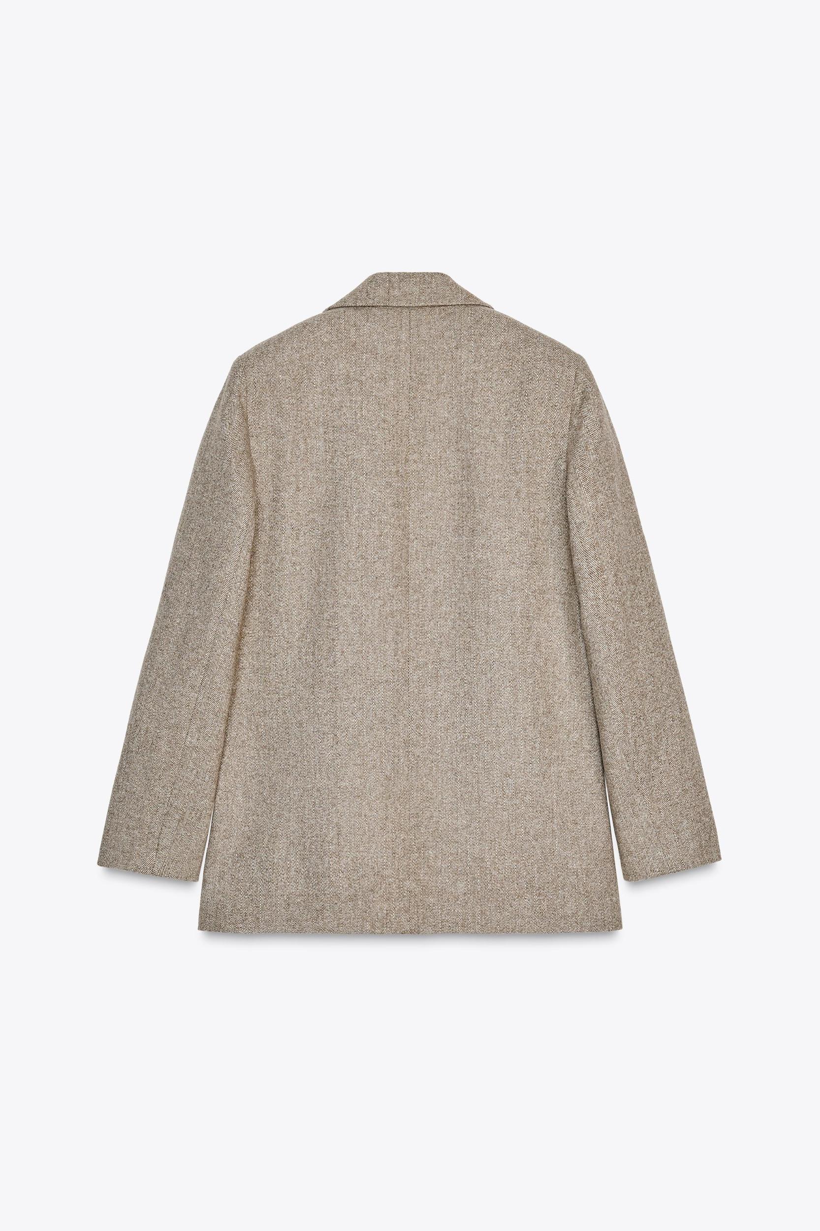 STRAIGHT HERRINGBONE BLAZER WITH SHOULDER PADS Product Image