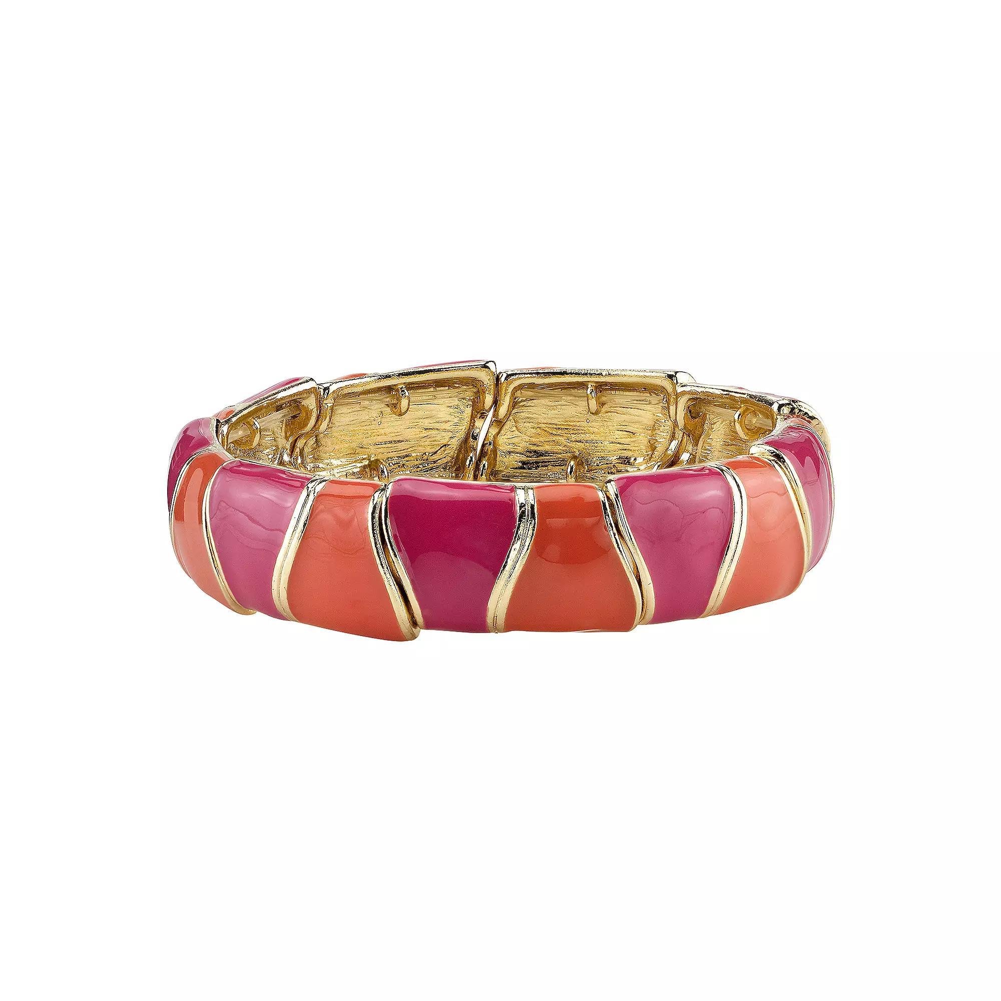 1928 Two Color Enamel Stretch Bracelet, Womens, Pink Product Image