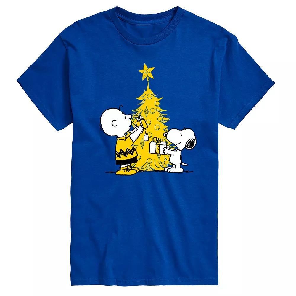 Men's Peanuts Xmas Charlie Snoopy Graphic Tee, Size: Small, Blue Product Image