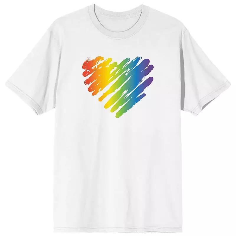 Men's Pride Rainbow Heart Tee, Size: XL, White Product Image