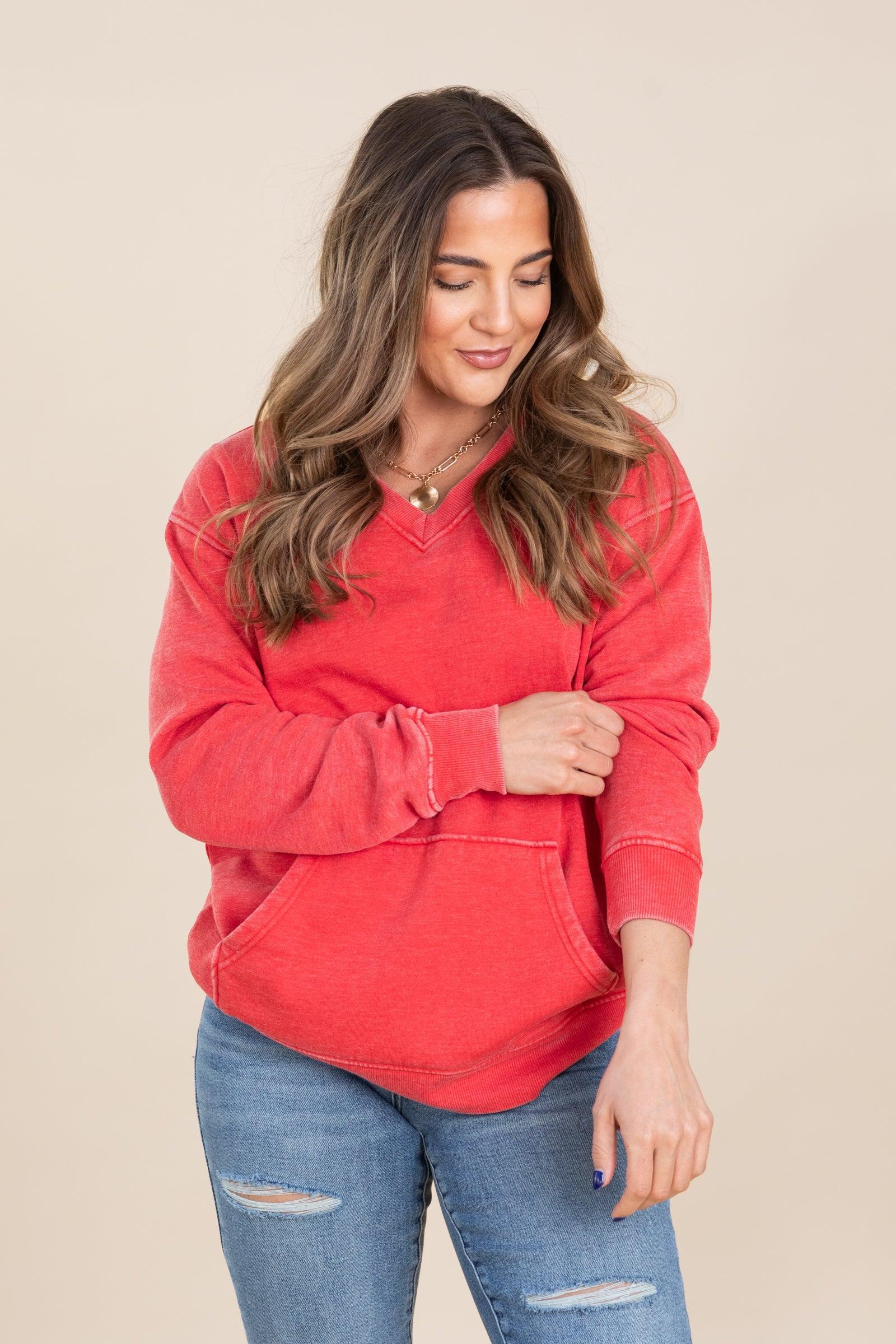 Pigment Dyed Cozy Campfire V-Neck Sweatshirt Product Image