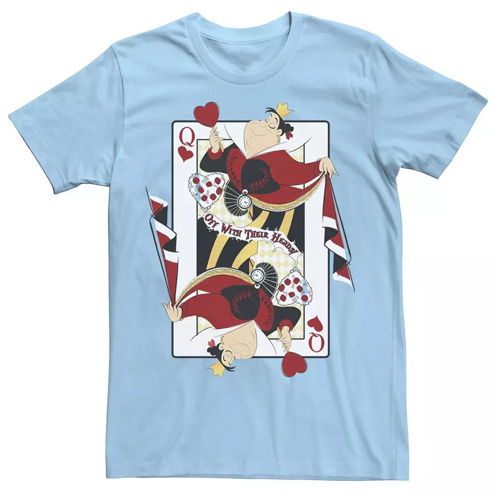 Disney's Alice In Wonderland Queen Of Hearts Men's Playing Card Tee, Size: Large, Light Blue Product Image