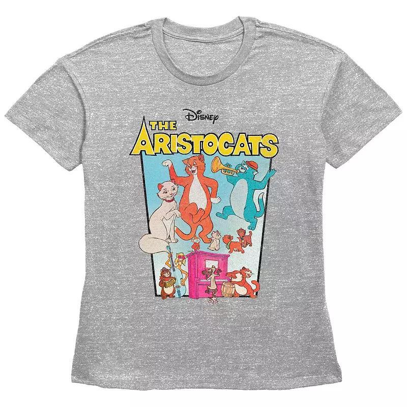 Disneys The Aristocats Womens Vintage Movie Poster Graphic Tee Grey Gray Product Image