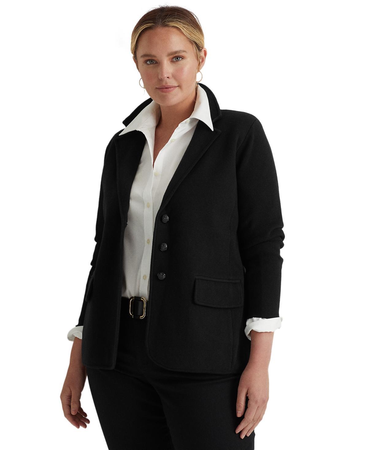 Lauren Ralph Lauren Womens Plus Size Combed Cotton Single-Breasted Blazer Product Image