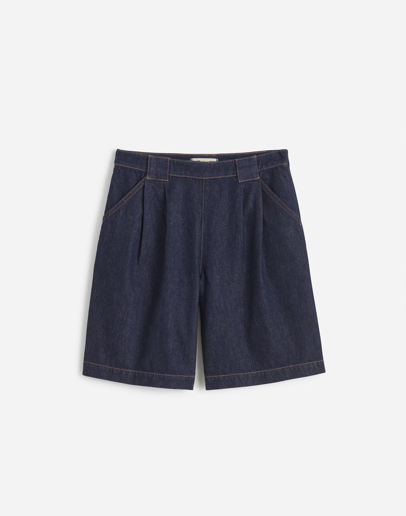 Pleated Denim Trouser Short in Essex Wash Product Image