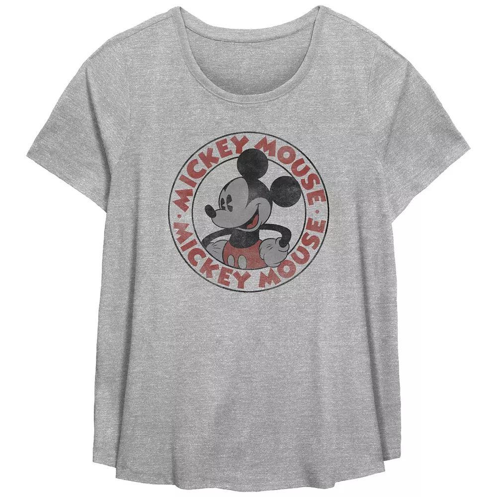 Disney's Mickey Mouse Vintage Stamp Plus Size Flowy Graphic Tee, Women's, Size: 5XL, Grey Gray Product Image
