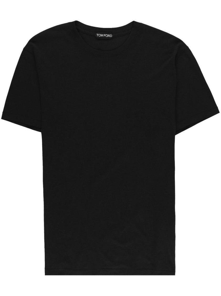 TOM FORD Black Basic Crewneck T-shirt With Tonal Stitching In Cotton Blend Man Product Image