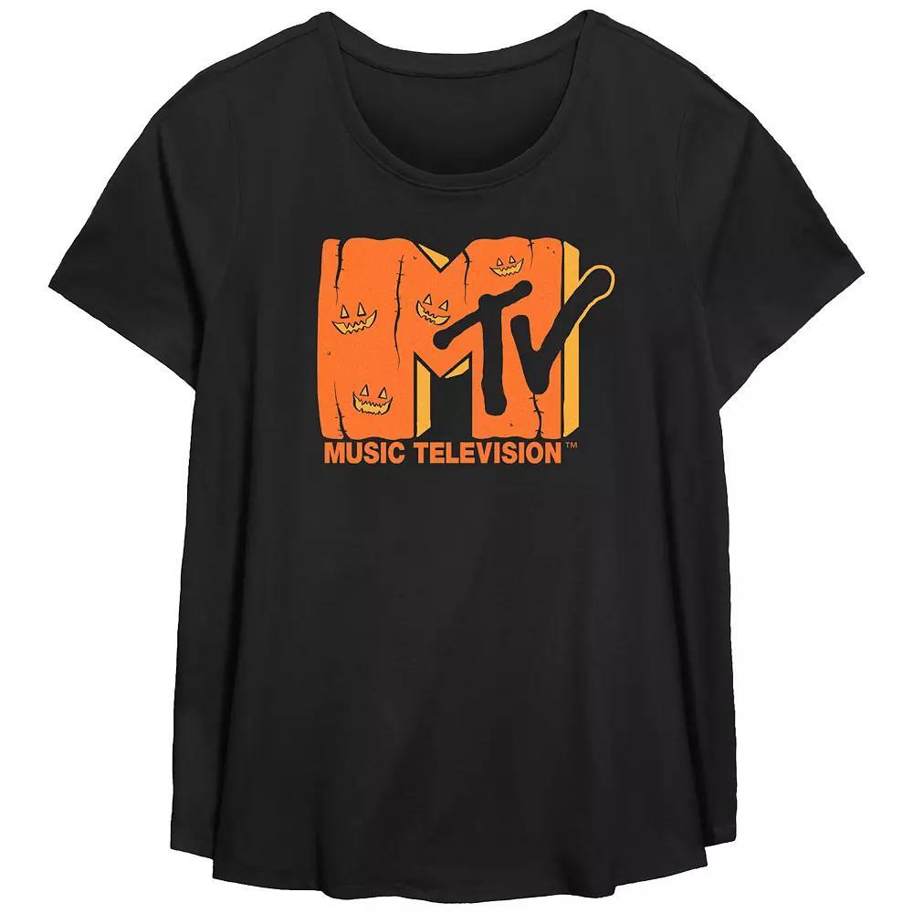 Plus Size MTV Jack O Lantern Logo Graphic Tee, Girl's, Size: 0X, Black Product Image