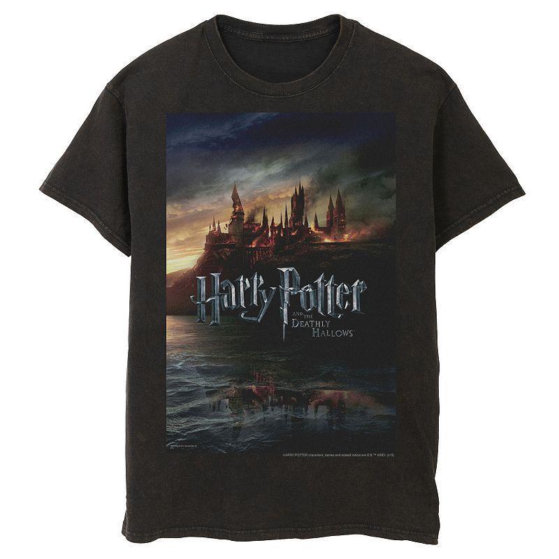 Men's Harry Potter And The Deathly Hallows Hogwarts Poster Graphic Tee, Size: XXL, Black Product Image