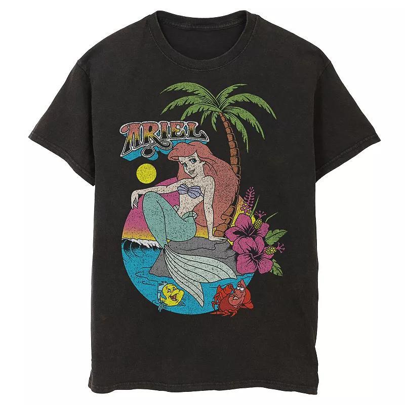 Men's Disney's The Little Mermaid Distressed Ariel Logo Tee, Size: Medium, Black Product Image