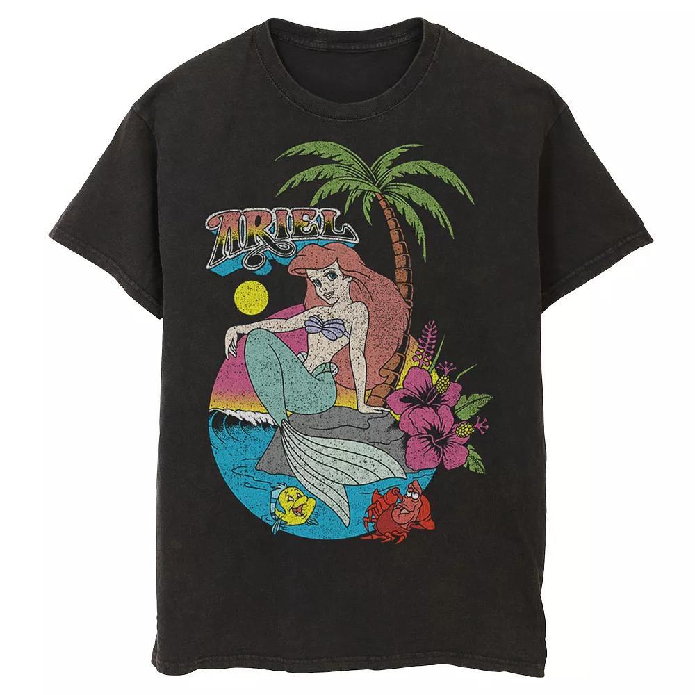 Men's Disney's The Little Mermaid Distressed Ariel Logo Tee, Size: Medium, Black Product Image
