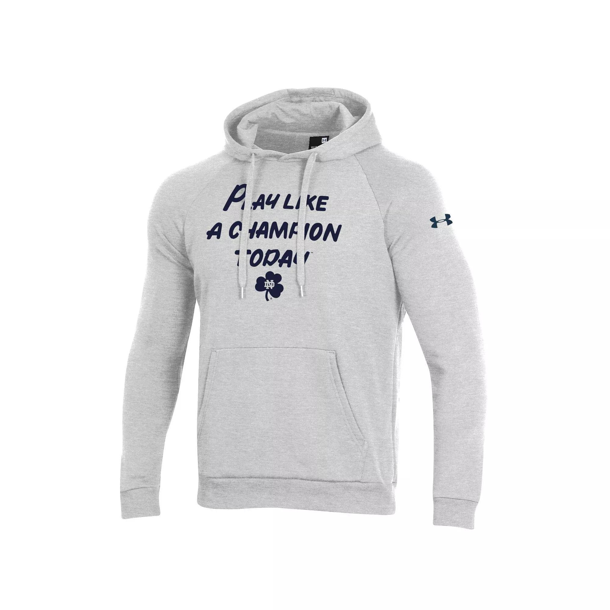 Men's Under Armour Gray Notre Dame Fighting Irish Play Like A Champion Today All Day Raglan Fleece Hoodie,  Product Image