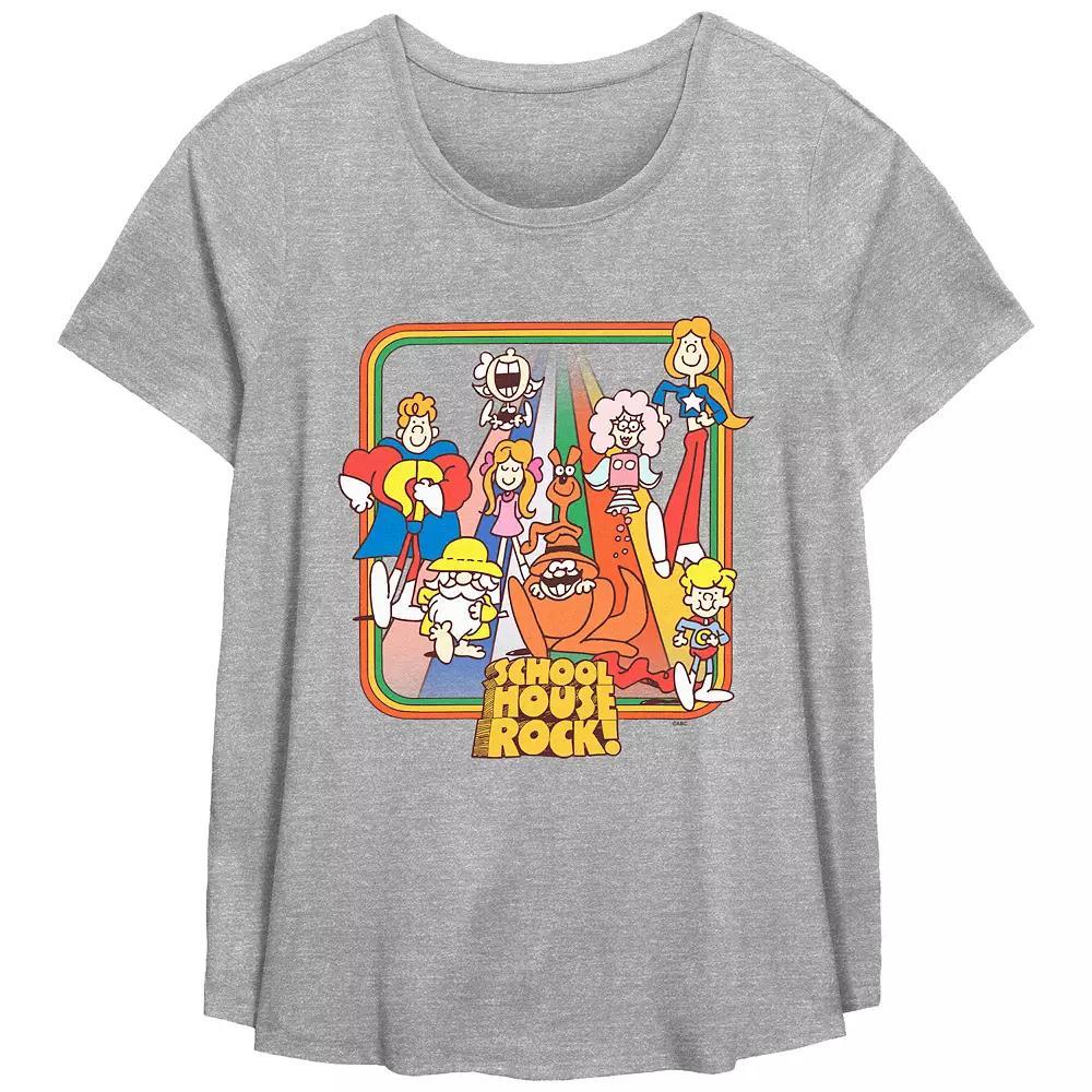 Disney's Schoolhouse Rock! Rainbow Road Walk Plus Size Flowy Graphic Tee, Women's, Size: 5XL, Grey Gray Product Image