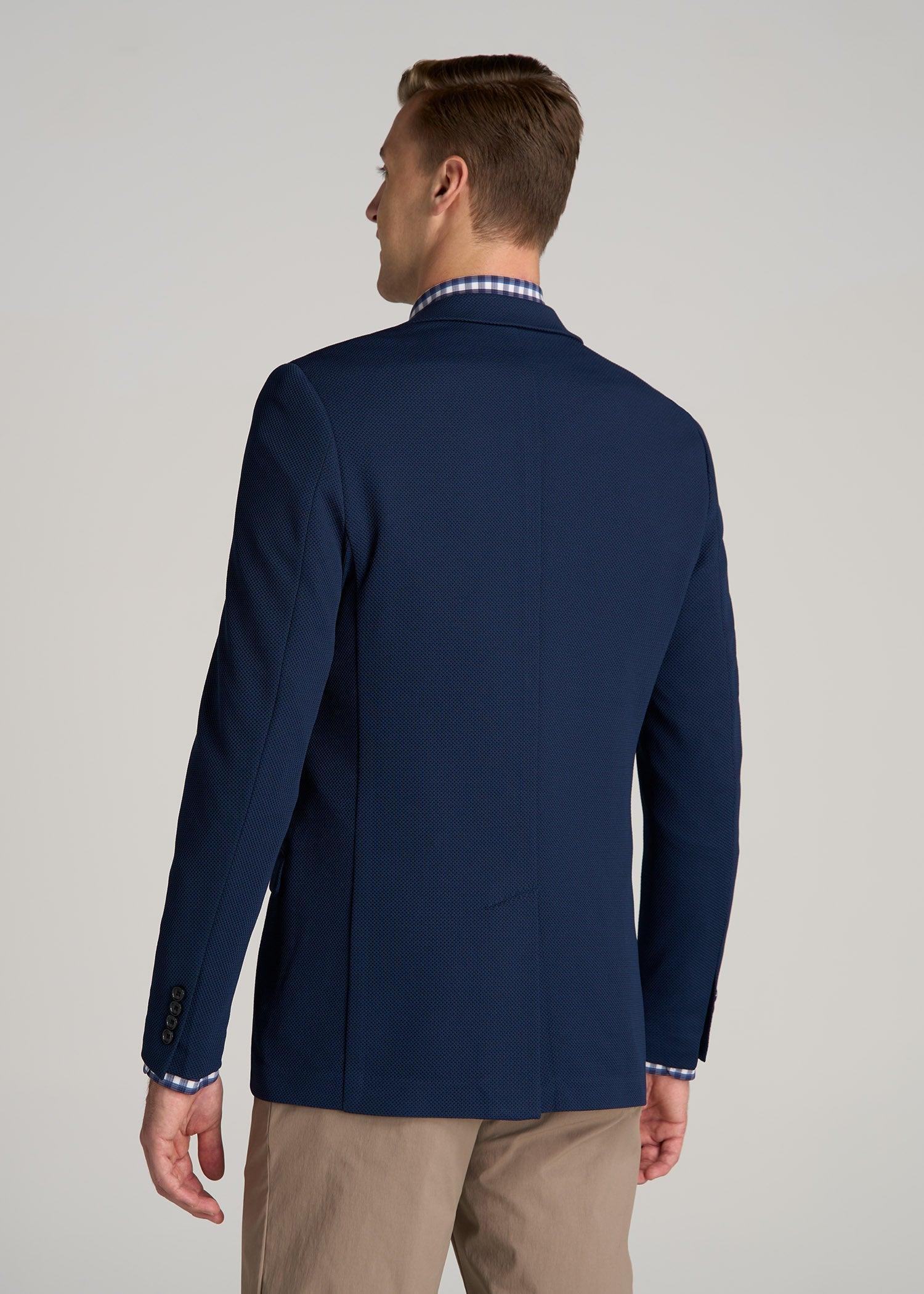 Textured Blazer for Tall Men in Navy Blue Male Product Image