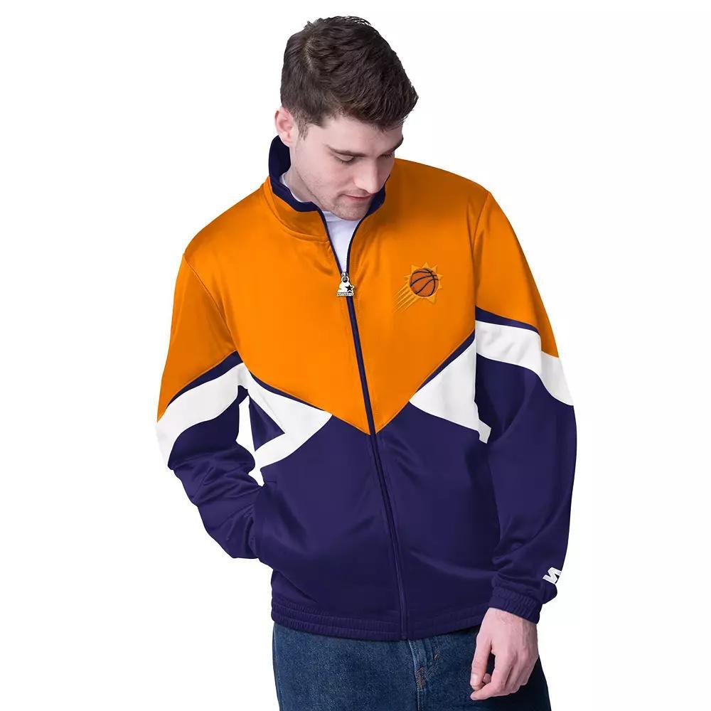 Men's Starter Orange/Purple Phoenix Suns Rush Applique Full-Zip Track Jacket, Size: 2XL, Phx Orange Product Image