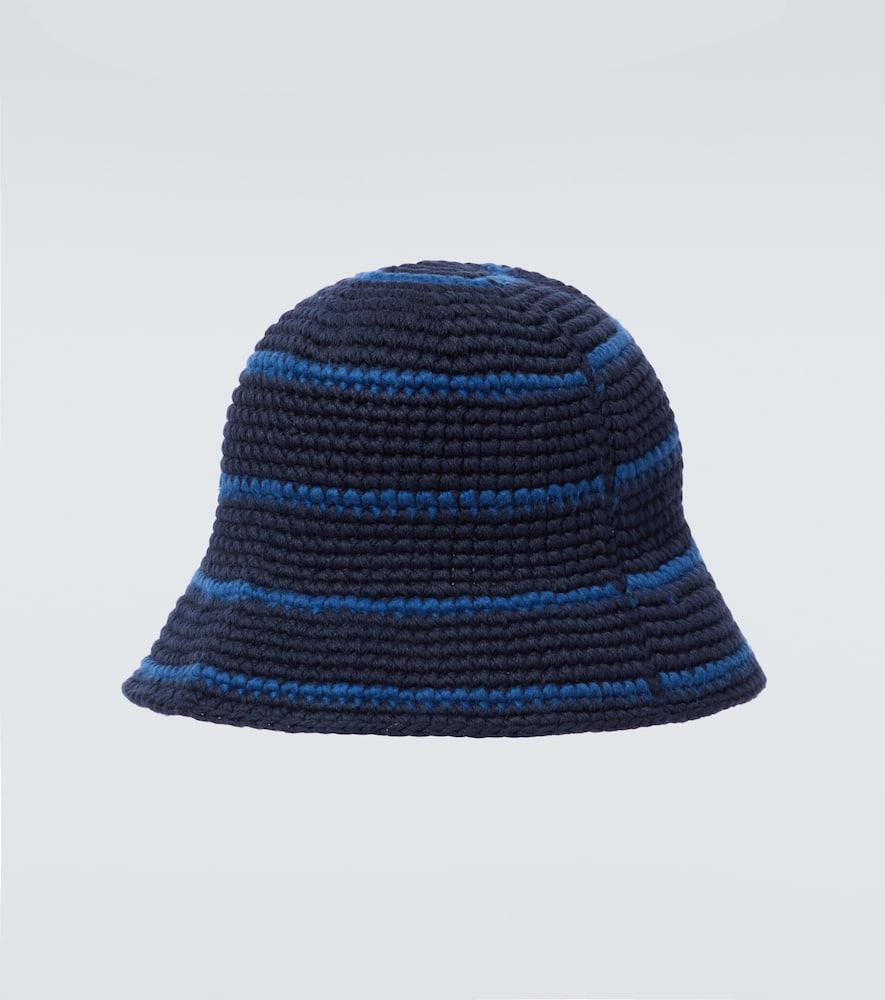 OUR LEGACY Tom Tom Striped Cotton Crochet Hat In Blue Product Image