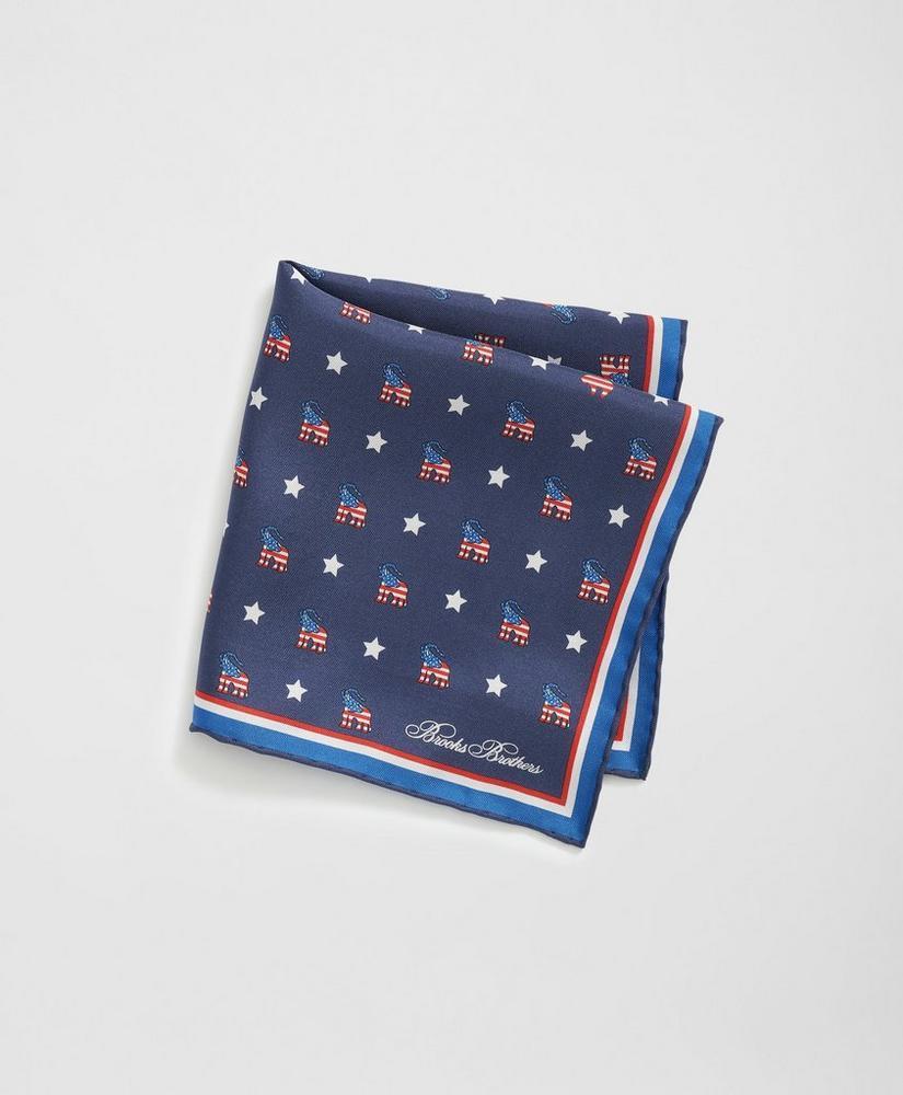 Elephant Motif Silk Pocket Square Product Image