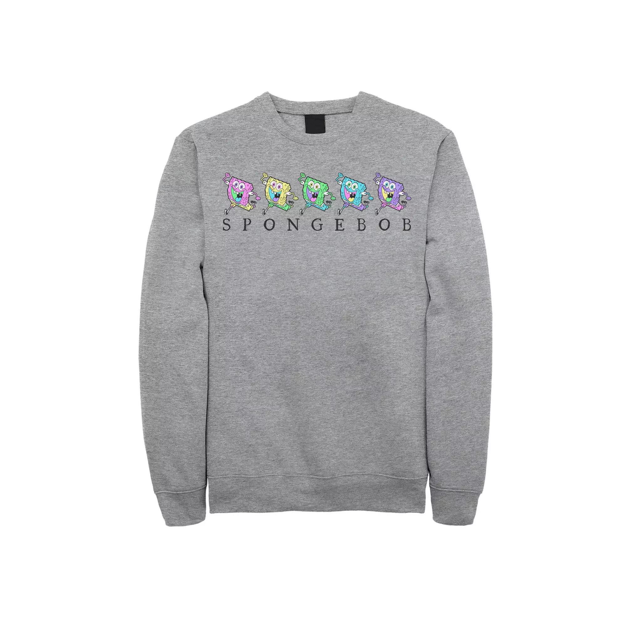 Men's SpongeBob Color Neon Line Up Sweatshirt, Size: Small, Athletic Grey Product Image