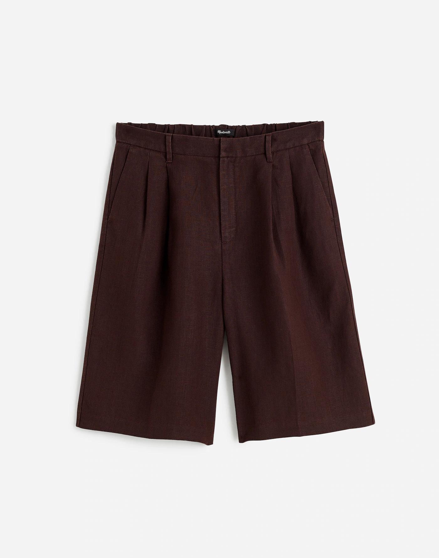 Relaxed Pleated Trouser Shorts in 100% Linen Product Image