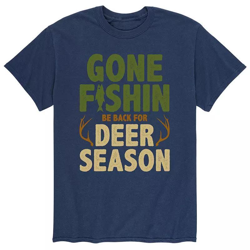 Men's "Gone Fishin Be Back For Deer Season" Tee, Size: XL, Blue Product Image