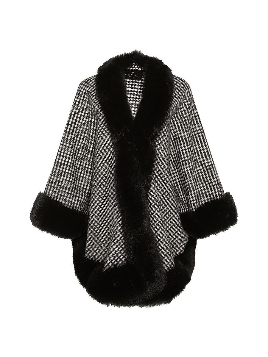 Womens Select Cashmere Capelet with Toscana Shearling Lamb Trim Product Image