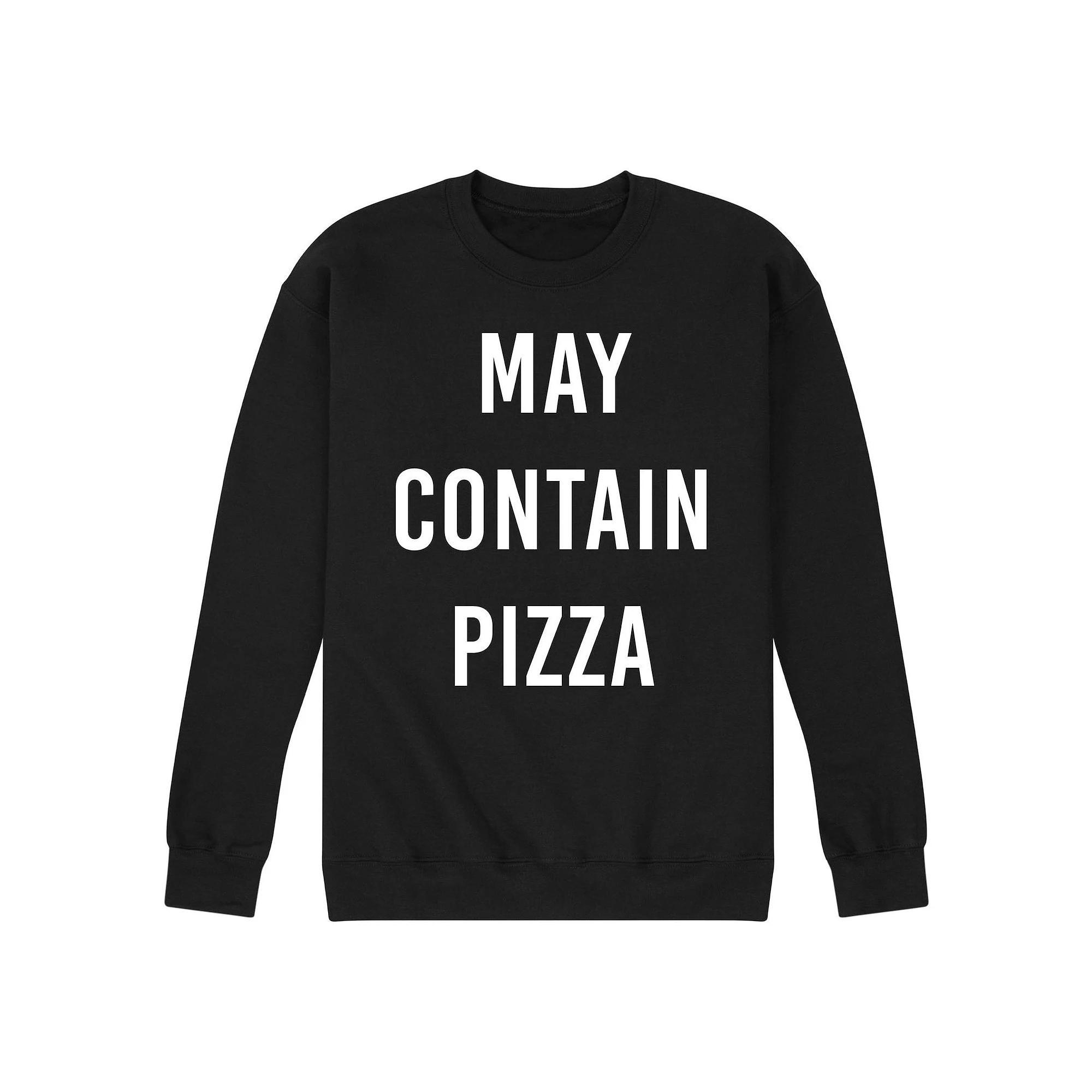 Men's May Contain Pizza Fleece Sweatshirt, Size: Small, Pink Product Image